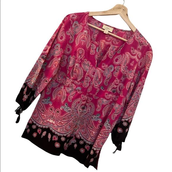 Ann Taylor Loft Pink Paisley Top with Tassels Size M - Picture 1 of 11